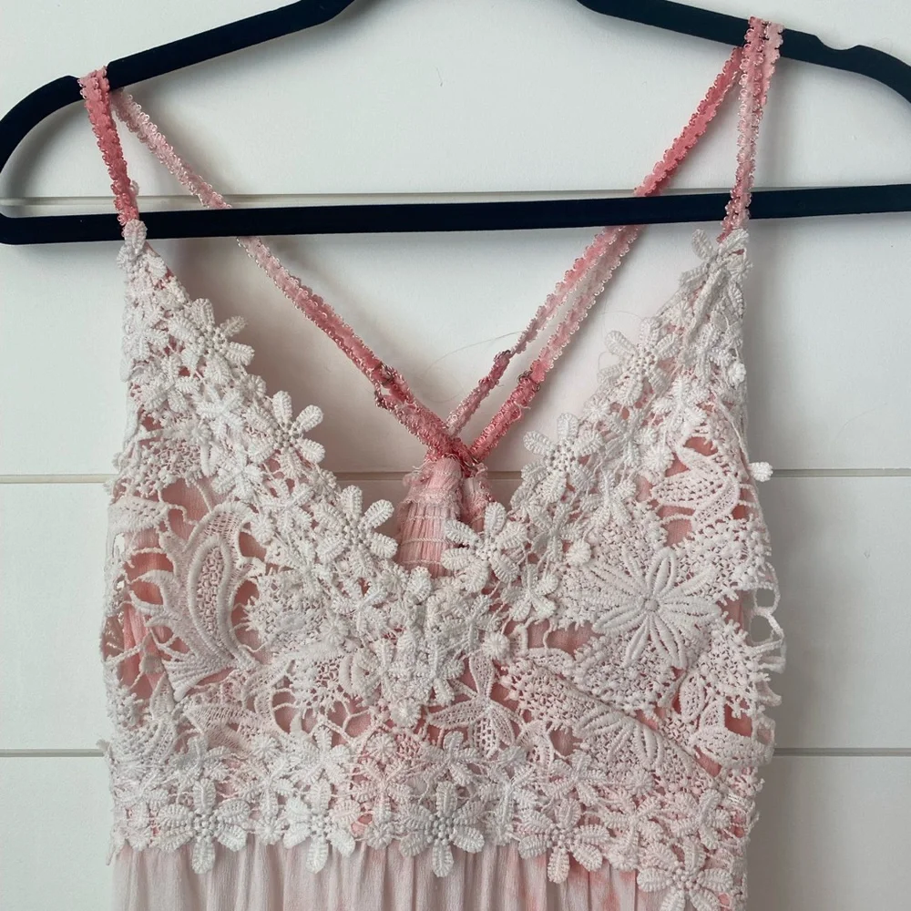 Lace-Trim Pink Tie-Dye Cami Top - Picture 2 of 6